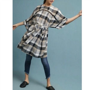 Anthropologie Maeve black & tan plaid dress